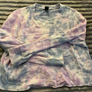 Target Wild Fable, crop long sleeve, size L; cotton candy tie-dye